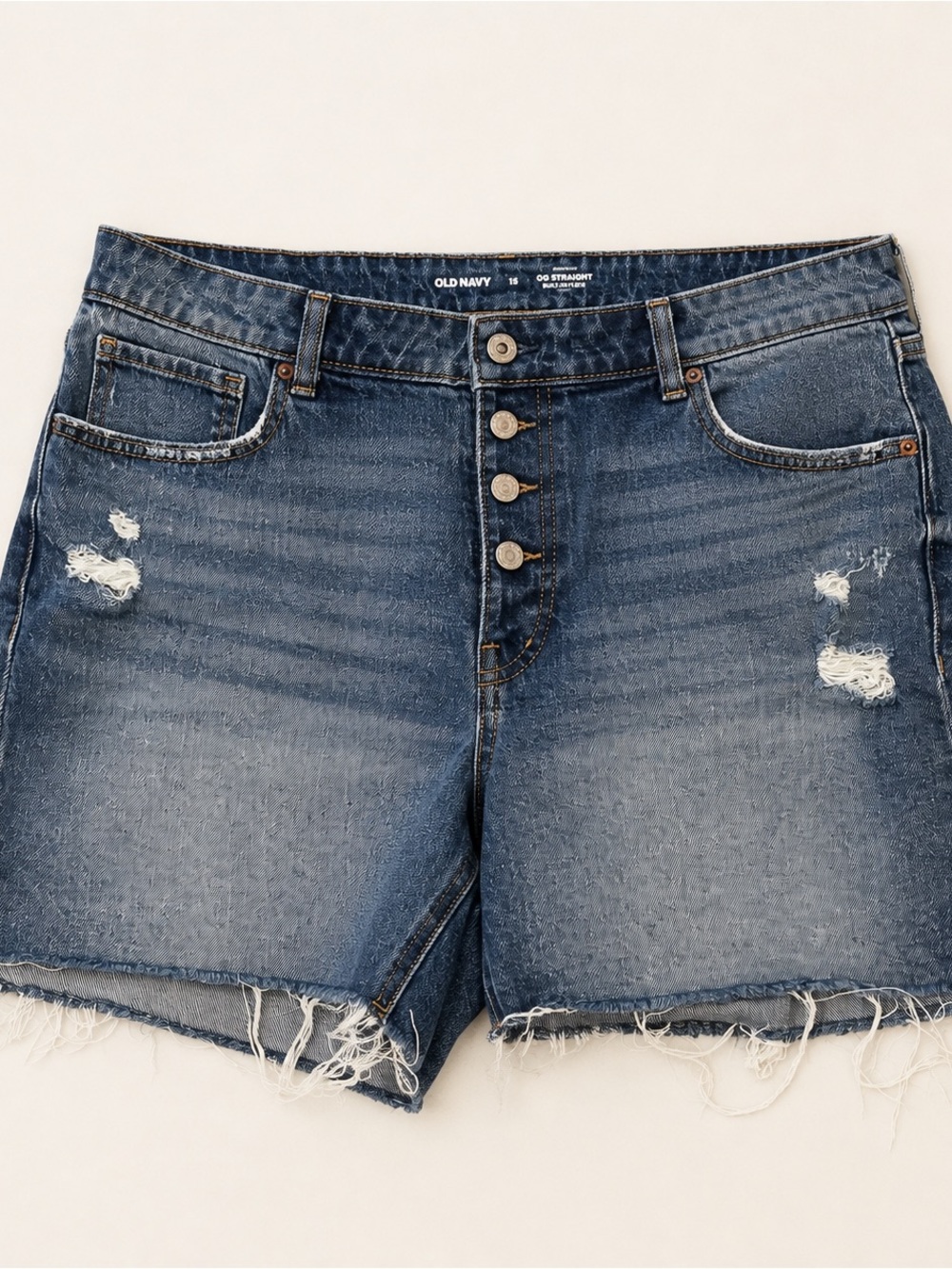 Old Navy Blue Distressed Button-Front Jean Shorts